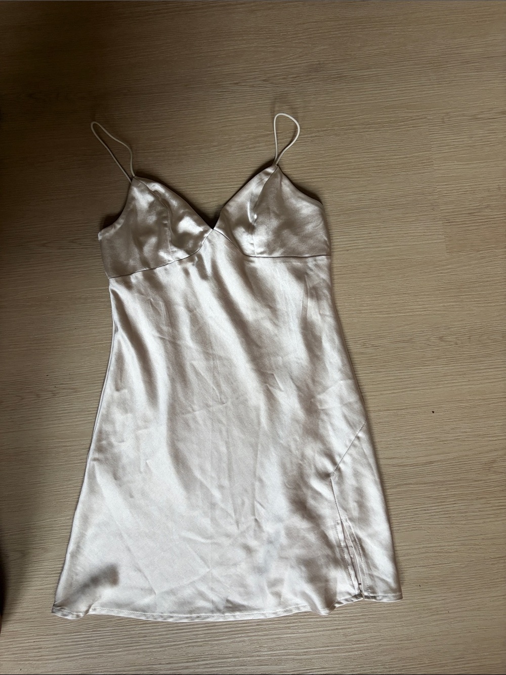 Princess Polly Silky Ivory Slip Dress with Spaghetti Straps